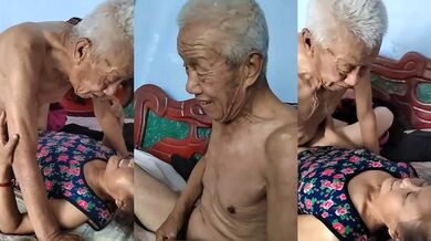 80岁大爷宝刀未老 活到老日到老 大爷身材虽瘦弱却热情不减 干的老伴在身下呻吟连连 ！